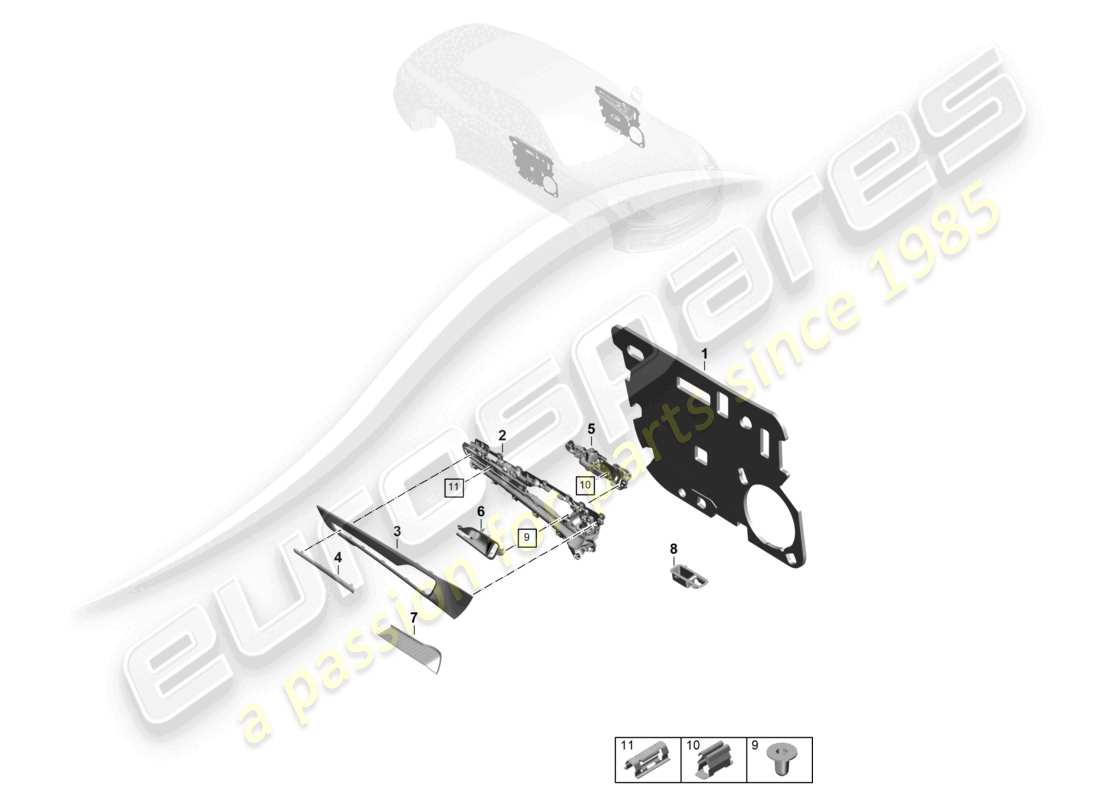 porsche 2024 (panamera 976) door panel front doors accessories part diagram