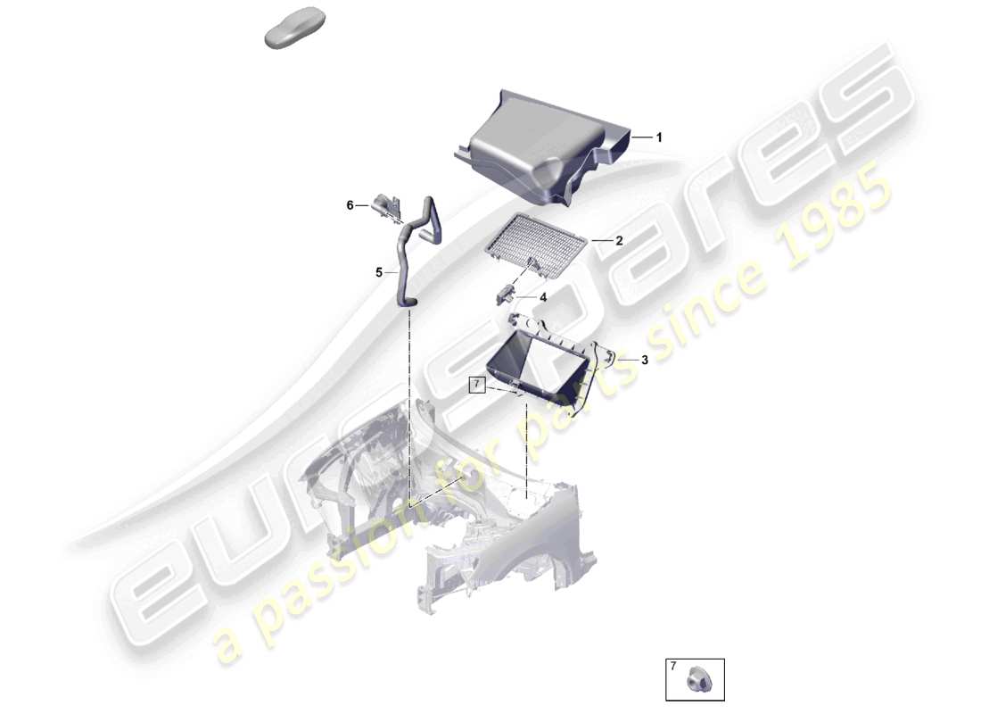 porsche 2023 (cayenne e3 pa) air conditioning rhd cold-air intake coupling box cooling part diagram