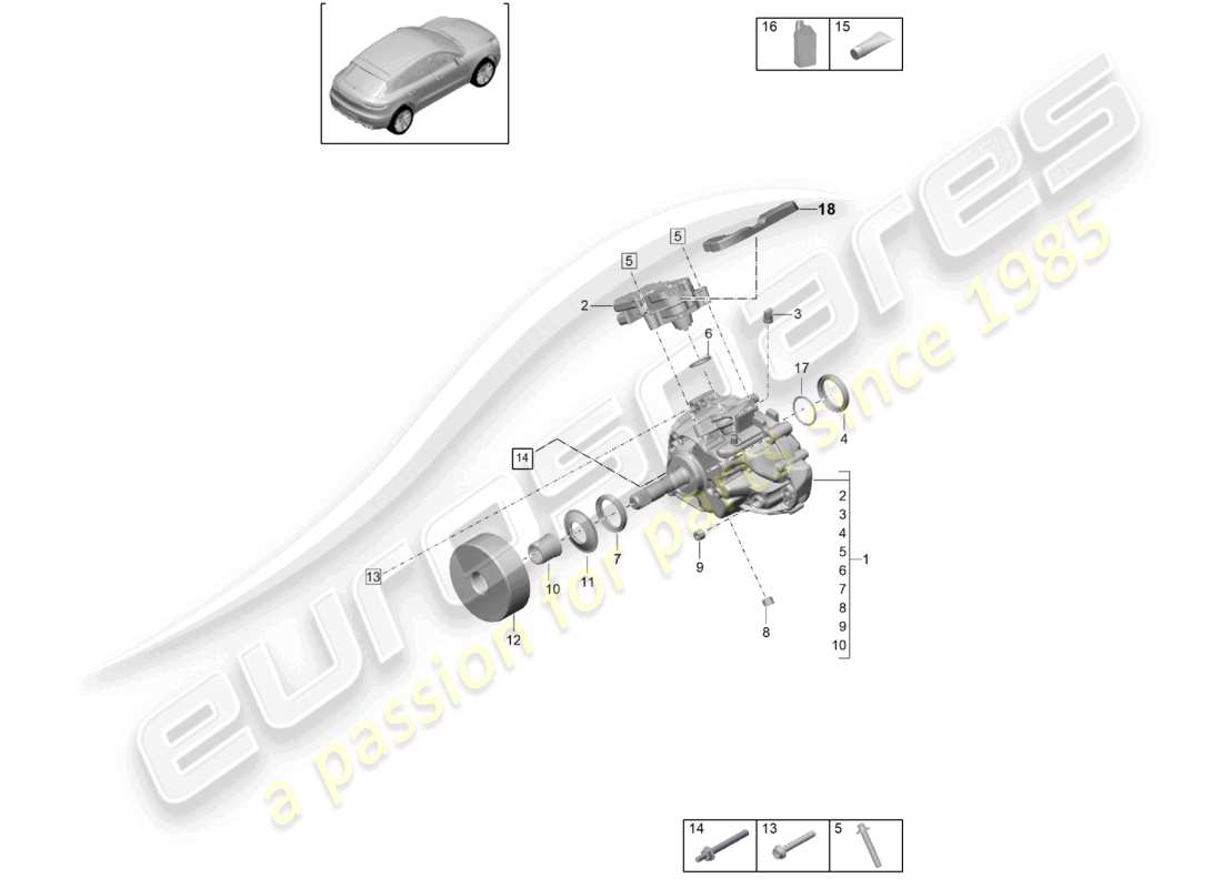 porsche 2021 (macan) transfer box parts diagram