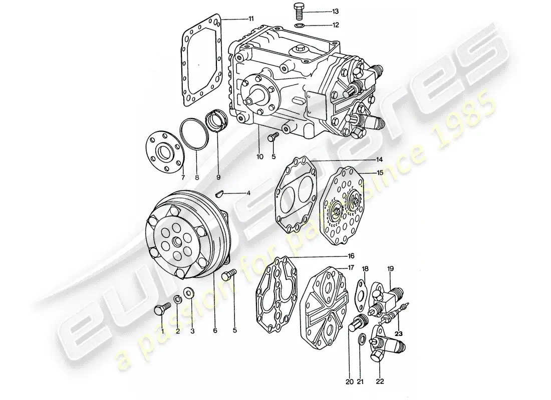 porsche 1976 (911 turbo) air conditioner - compressor parts diagram