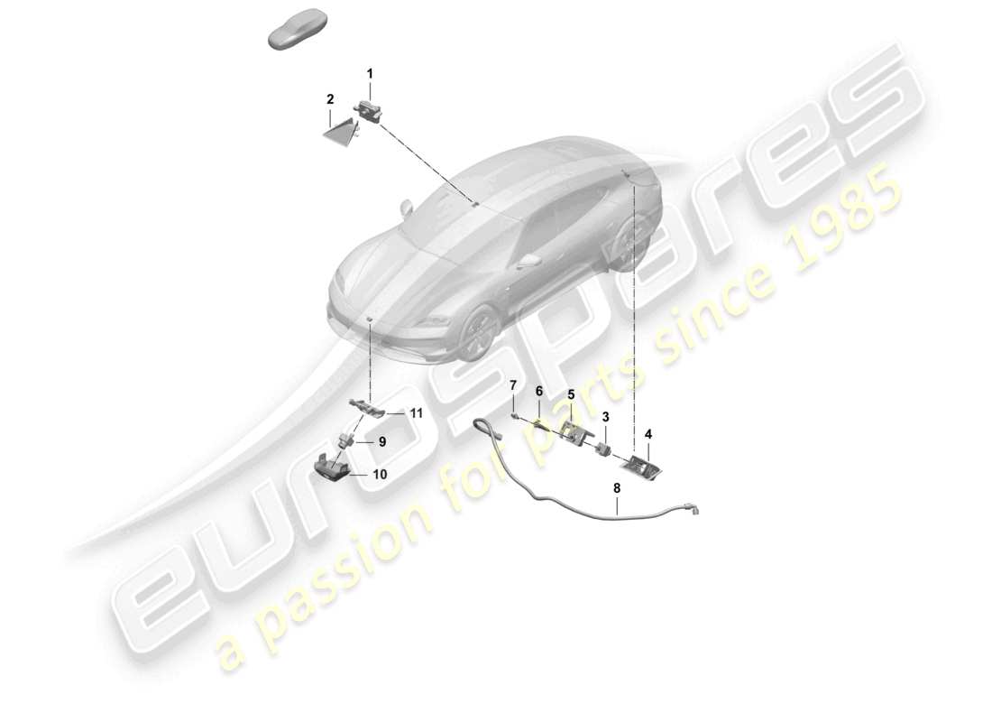 porsche 2026 (taycan 9j1-2) front camera for driver assistance programs reversing camera real top view part diagram