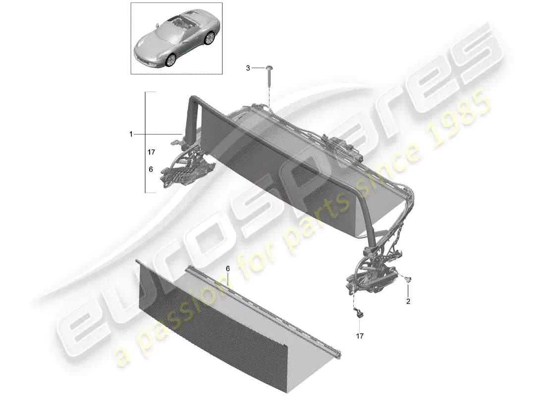 porsche 2015 (991-1) windscreen parts diagram