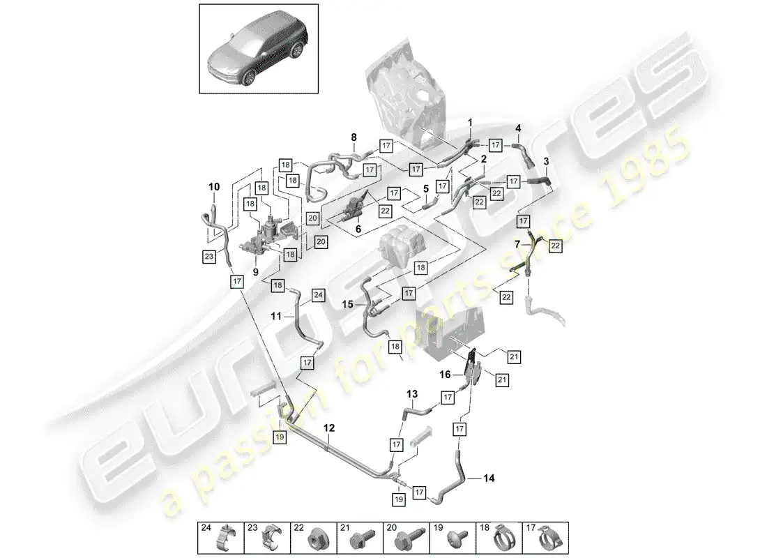 porsche 2020 (cayenne e3 9ya/9yb) heater part diagram