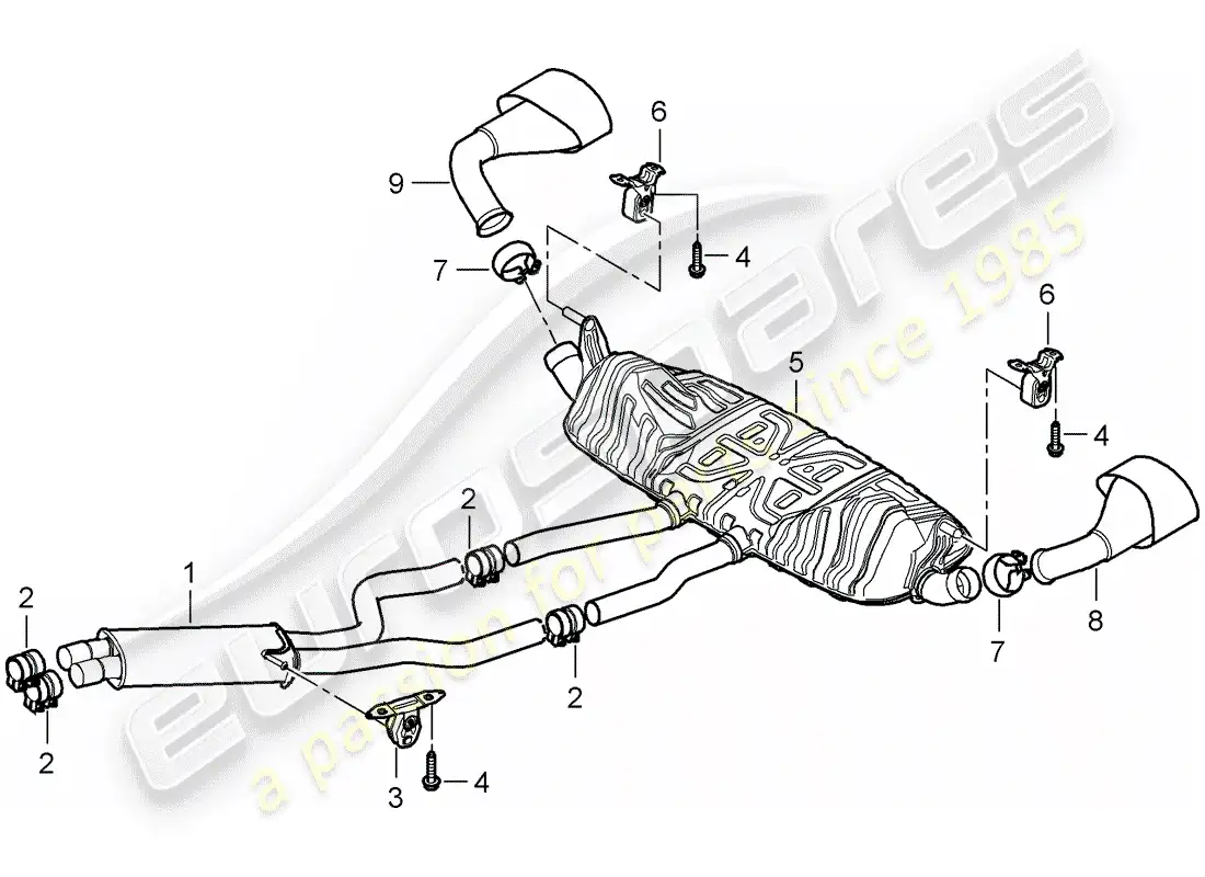 porsche 2007 (cayenne e1 9pa) exhaust system parts diagram
