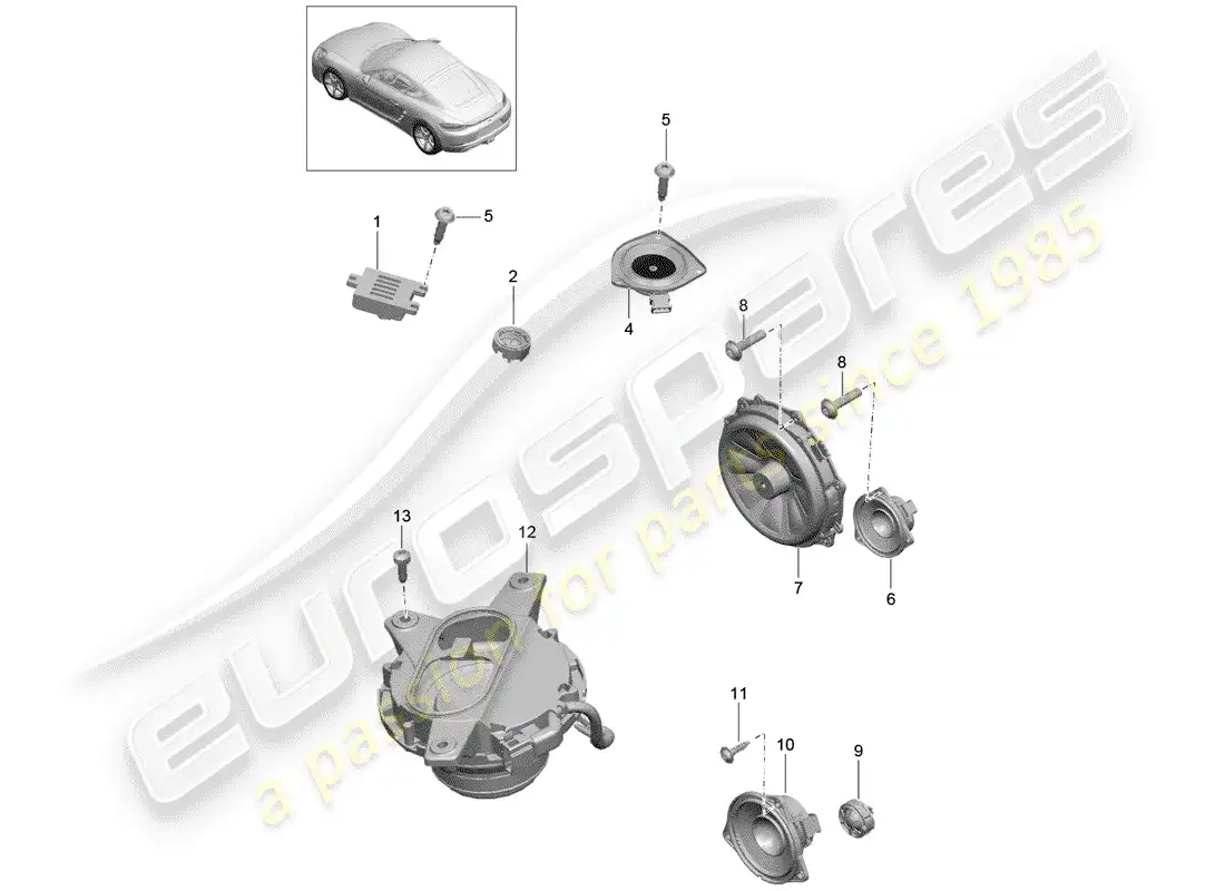 porsche 2017 (718 cayman) loudspeaker parts diagram