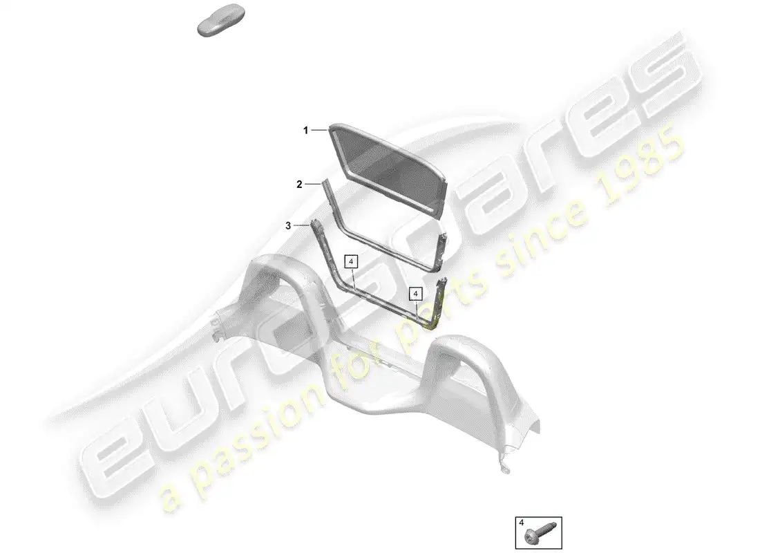 porsche 2019 (718 boxster spyder) windscreen parts diagram