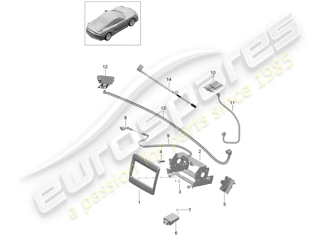porsche 2016 (981 cayman gt4) preparation parts diagram