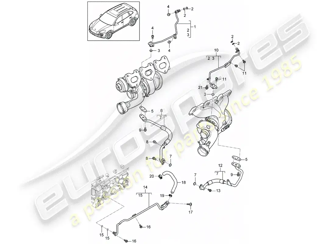 porsche 2013 (cayenne e2 92a) oil pipe parts diagram