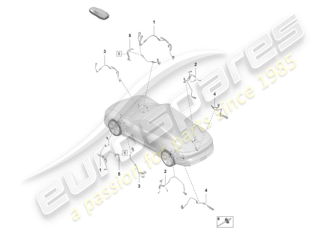 porsche 2023 (taycan 9j1-1) wiring harness for anti-lock brakesystem -abs- wiring harness for self-levelling suspension part diagram