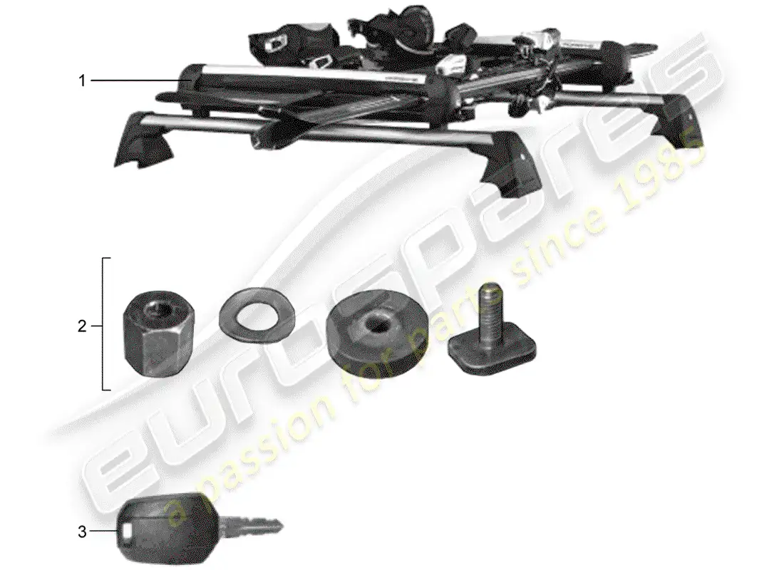 porsche 2012 (tequipment panamera) ski holder parts diagram