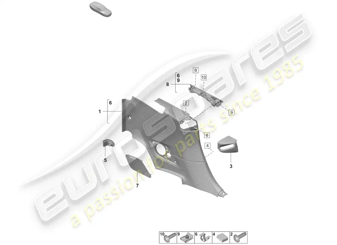 porsche 2019 (992-1) quarter trim panel parts diagram