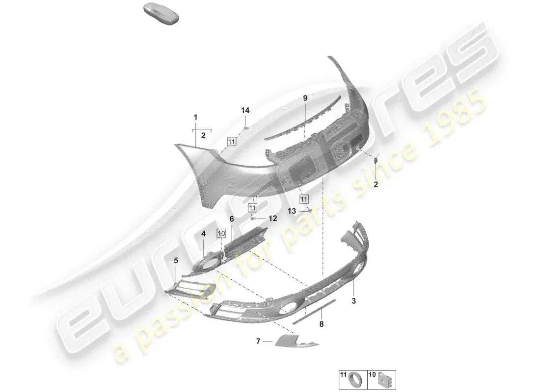 porsche 2019 (992-1) bumper parts diagram