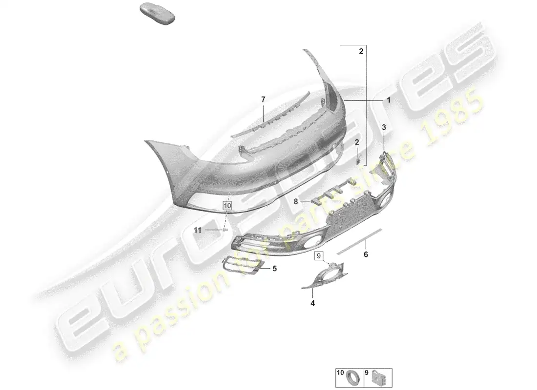 porsche 2019 (992-1) bumper parts diagram