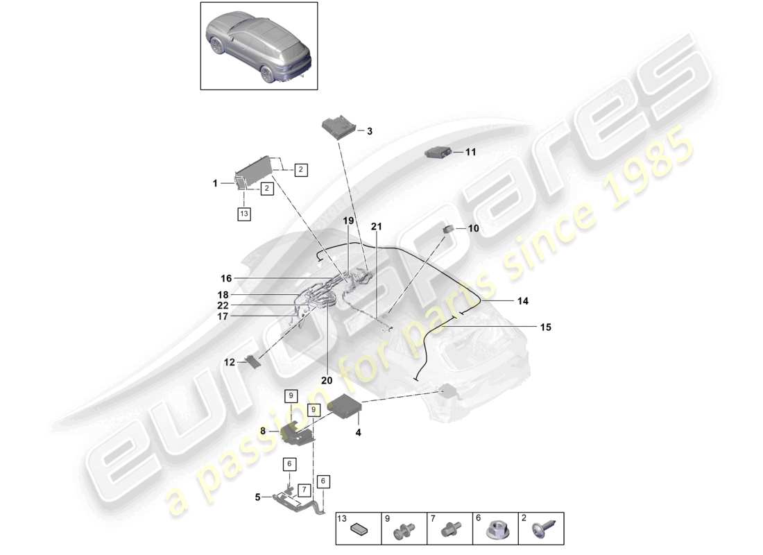 porsche 2021 (cayenne e3 9ya/9yb) display central computer d - 26.04.2021>>- 12.07.2021 part diagram