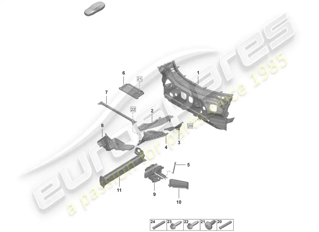 porsche 2019 (992-1) front end parts diagram