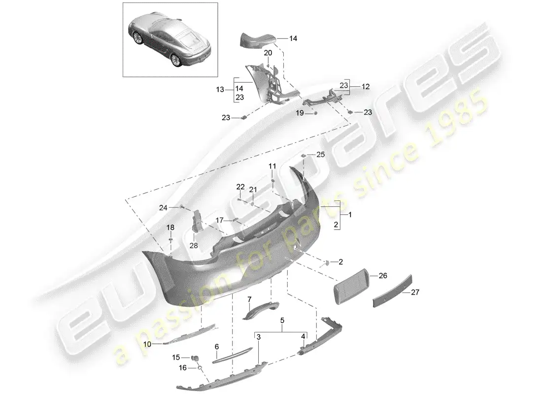 porsche 2014 (981 cayman) bumper parts diagram