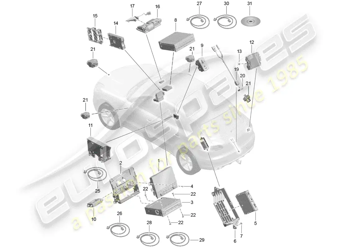 porsche 2014 (macan) display parts diagram