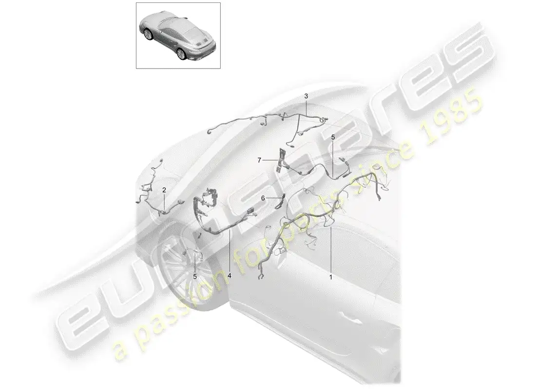 porsche 2016 (991-1 turbo) wiring harnesses parts diagram