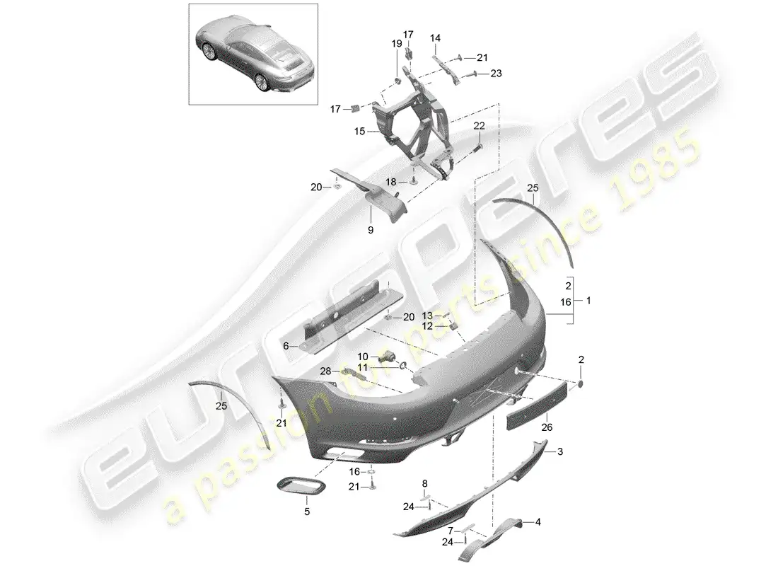porsche 2019 (991-2) bumper parts diagram