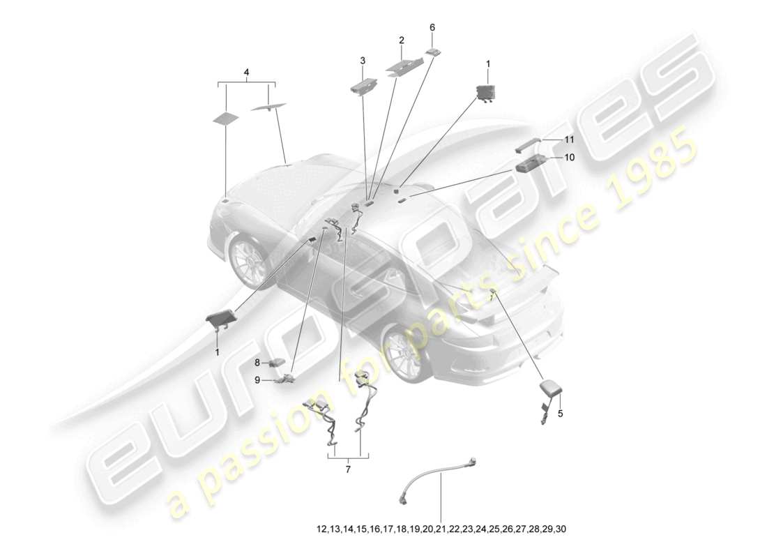 porsche 2021 (991-2 r/gt3/rs) aerial single wire d - mj 2018>> part diagram