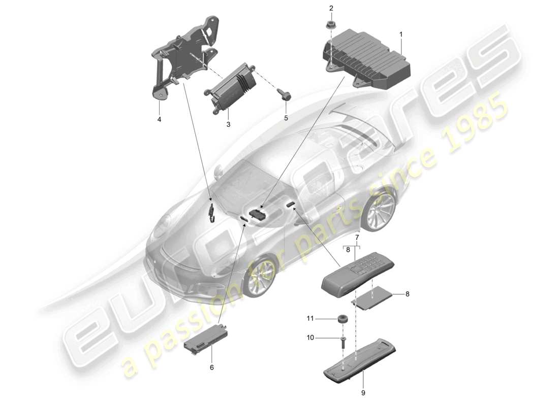 porsche 2021 (991-2 r/gt3/rs) amplifiers telephone d >>- mj 2017 part diagram