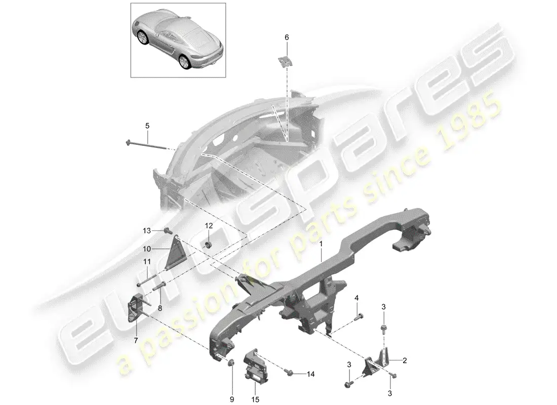 porsche 2019 (718 cayman) retaining frame parts diagram