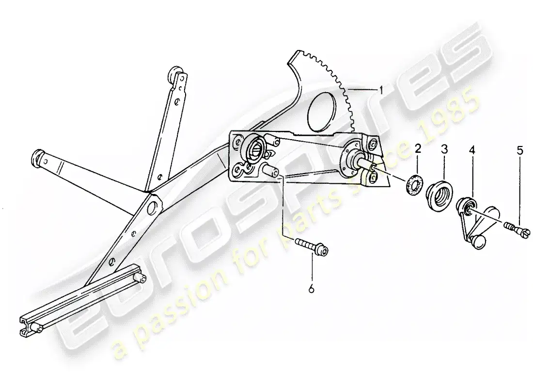 porsche 1995 (993) window regulator - manually parts diagram