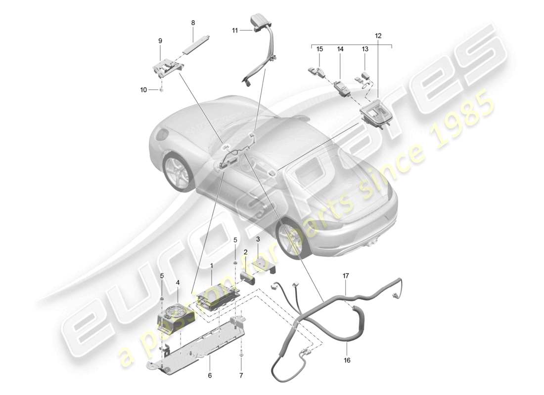 porsche 2025 (718 cayman) for models with telephone and emergency call part diagram