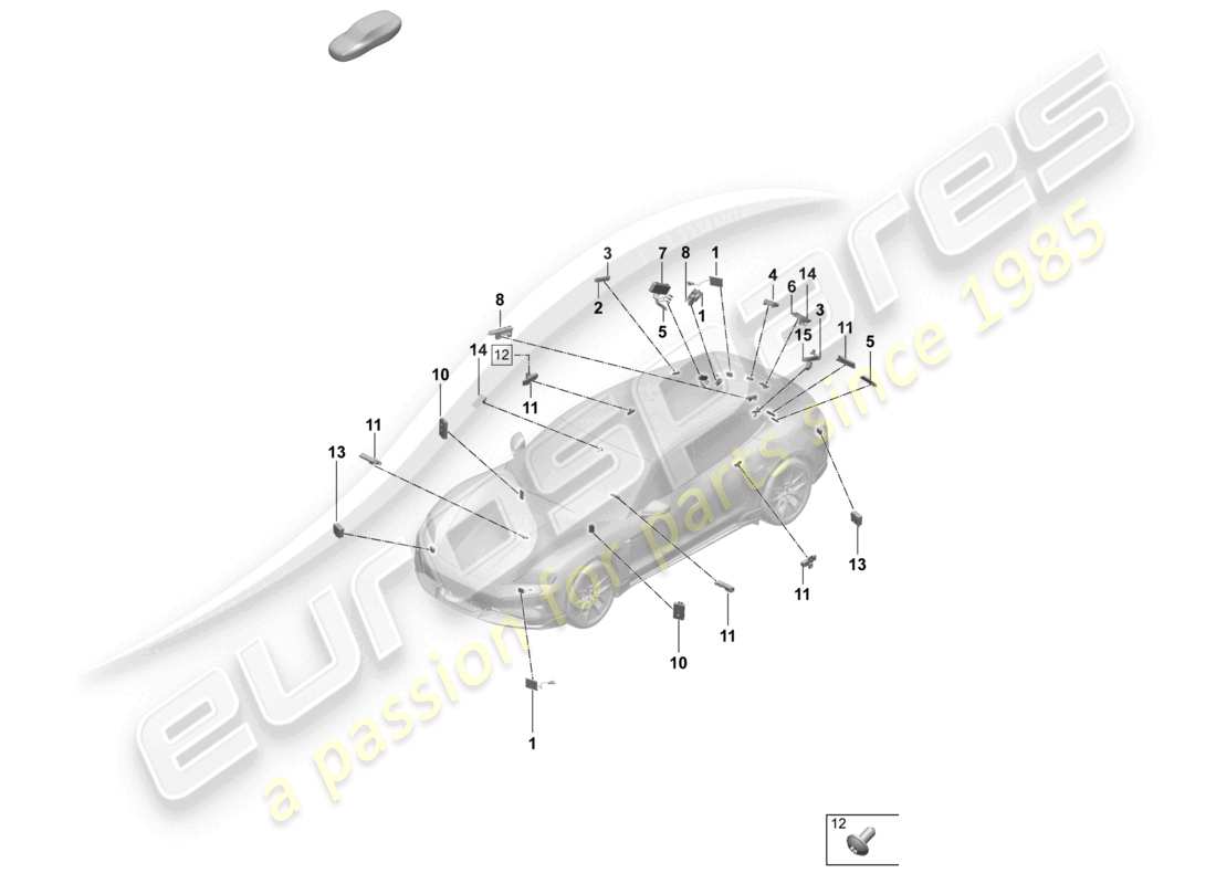 porsche 2025 (taycan 9j1-2) aerial rear chip card reader for road toll system part diagram