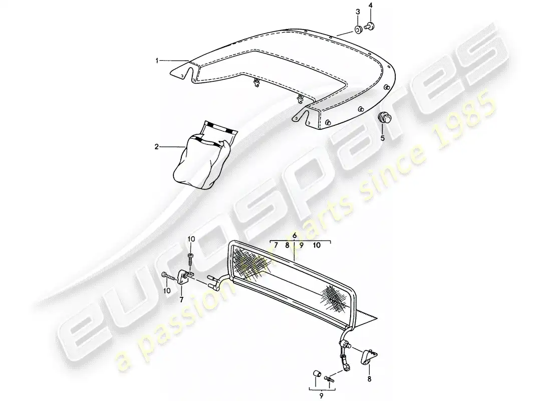 porsche 1998 (993) boot cover - windscreen parts diagram