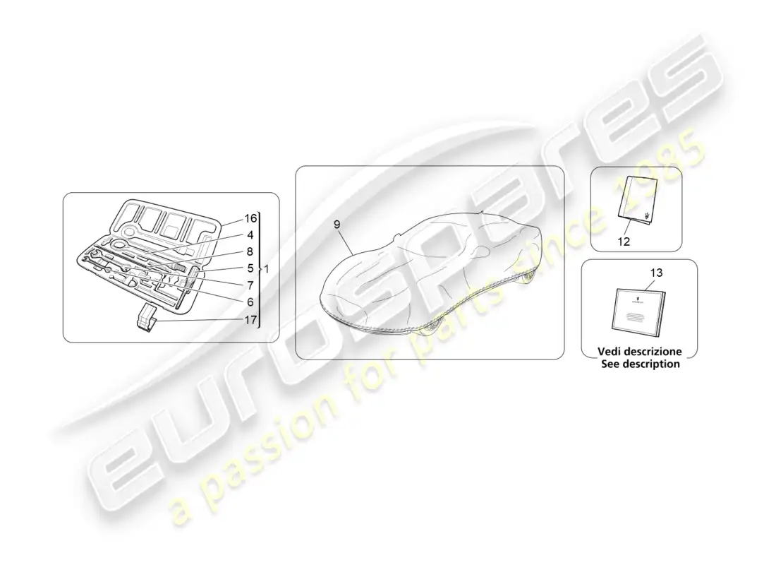 maserati granturismo s (2019) standard provided parts diagram