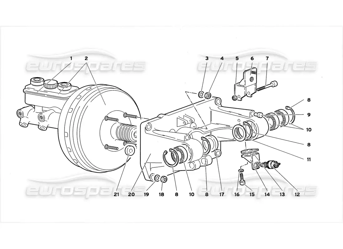 lamborghini diablo gt (1999) pedal mounting parts diagram