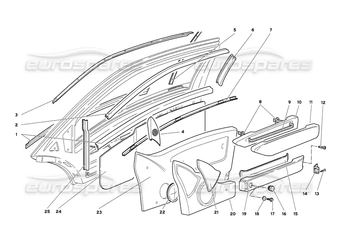 lamborghini diablo 6.0 (2001) doors parts diagram