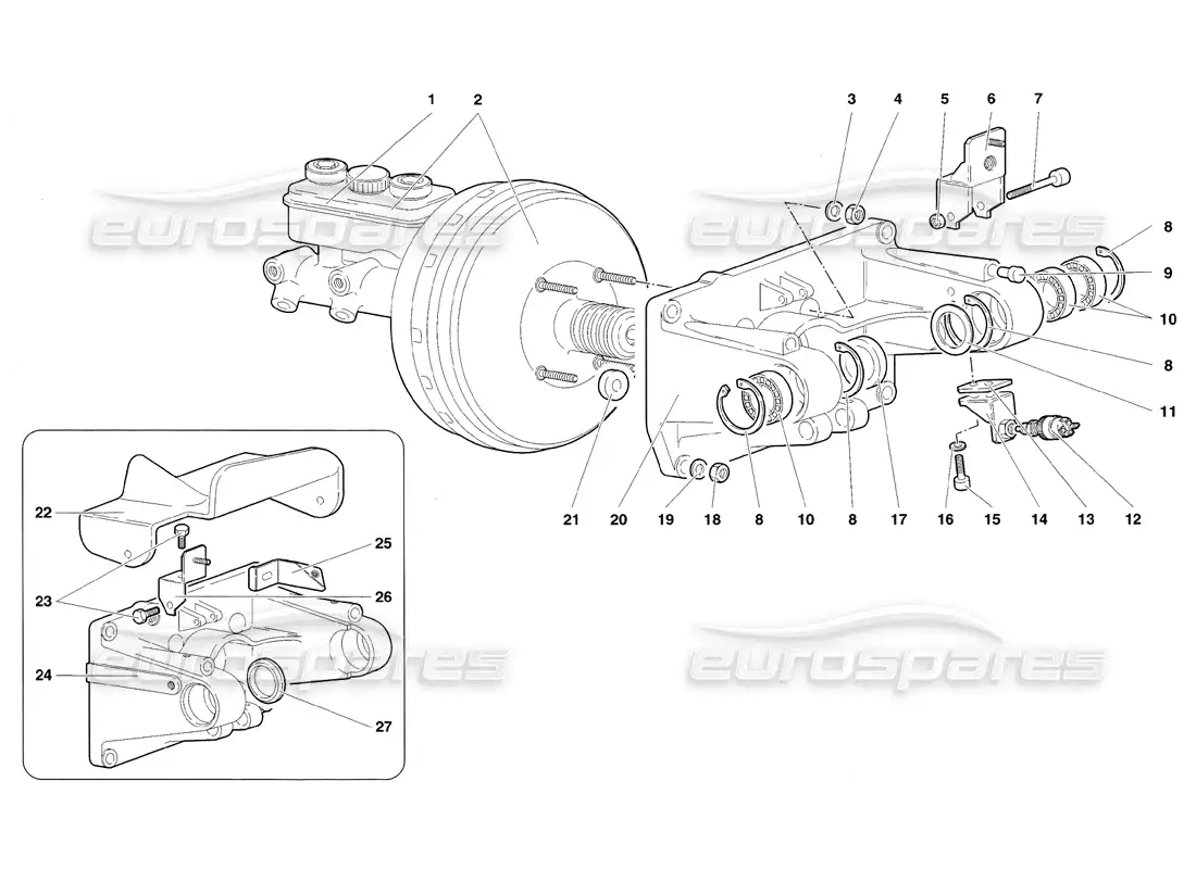 lamborghini diablo sv (1998) pedal mounting parts diagram
