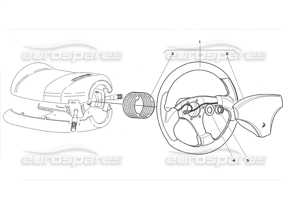 lamborghini diablo gt (1999) steering system without air bag parts diagram