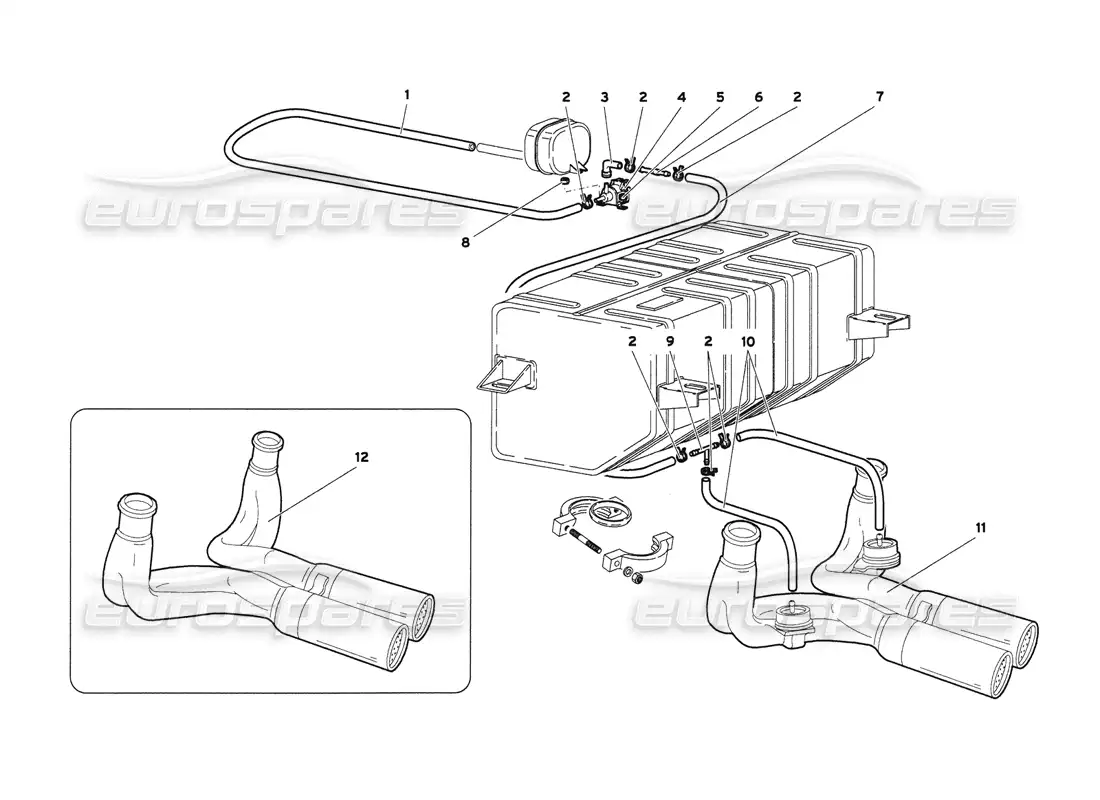 lamborghini diablo 6.0 (2001) exhaust system parts diagram
