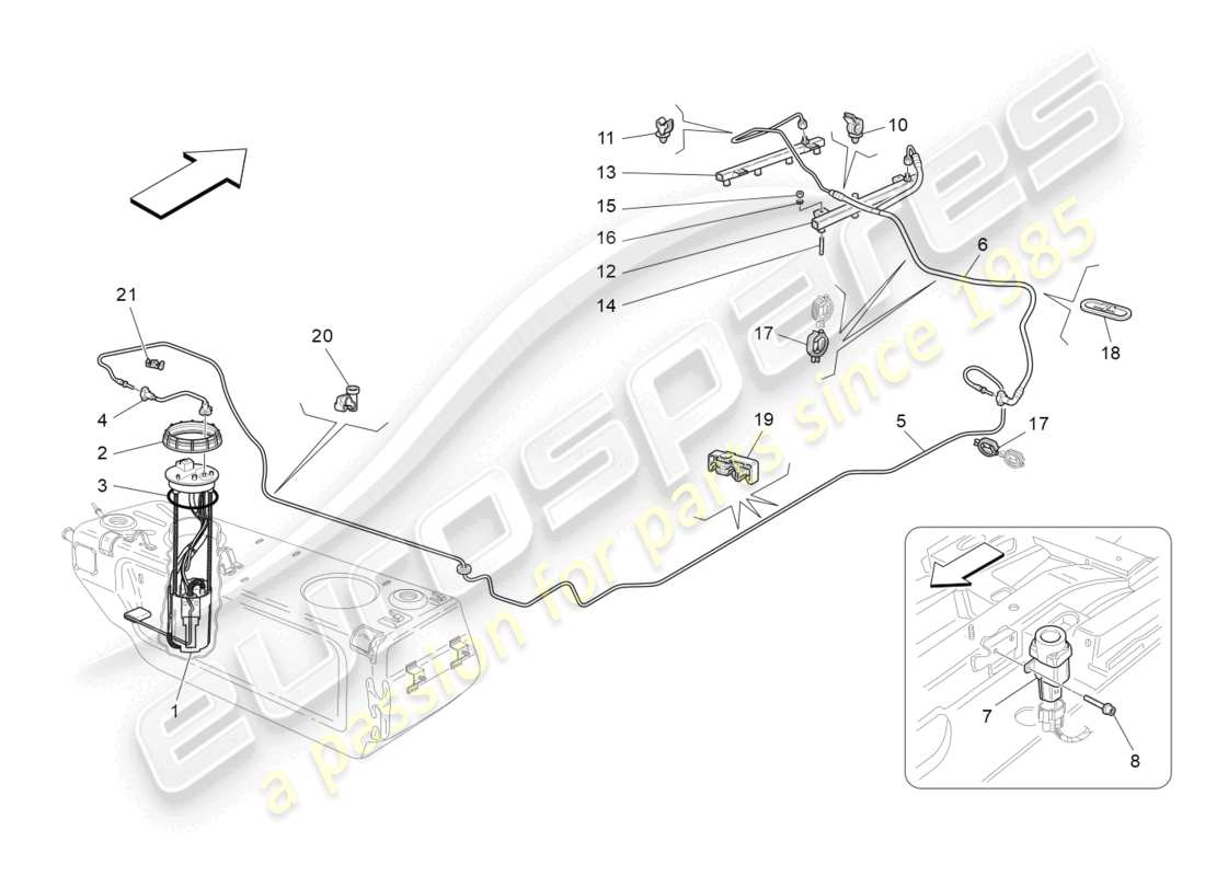 maserati granturismo mc stradale (2011) fuel pumps and connection lines part diagram