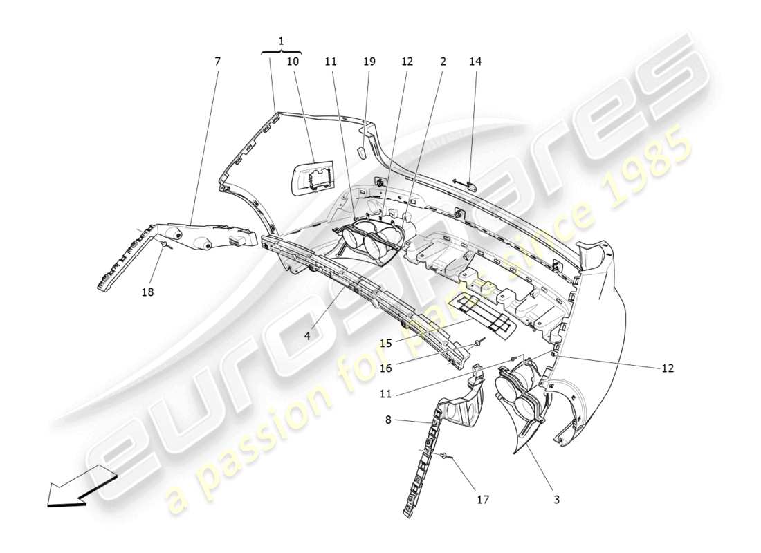 maserati levante modena (2022) rear bumper part diagram