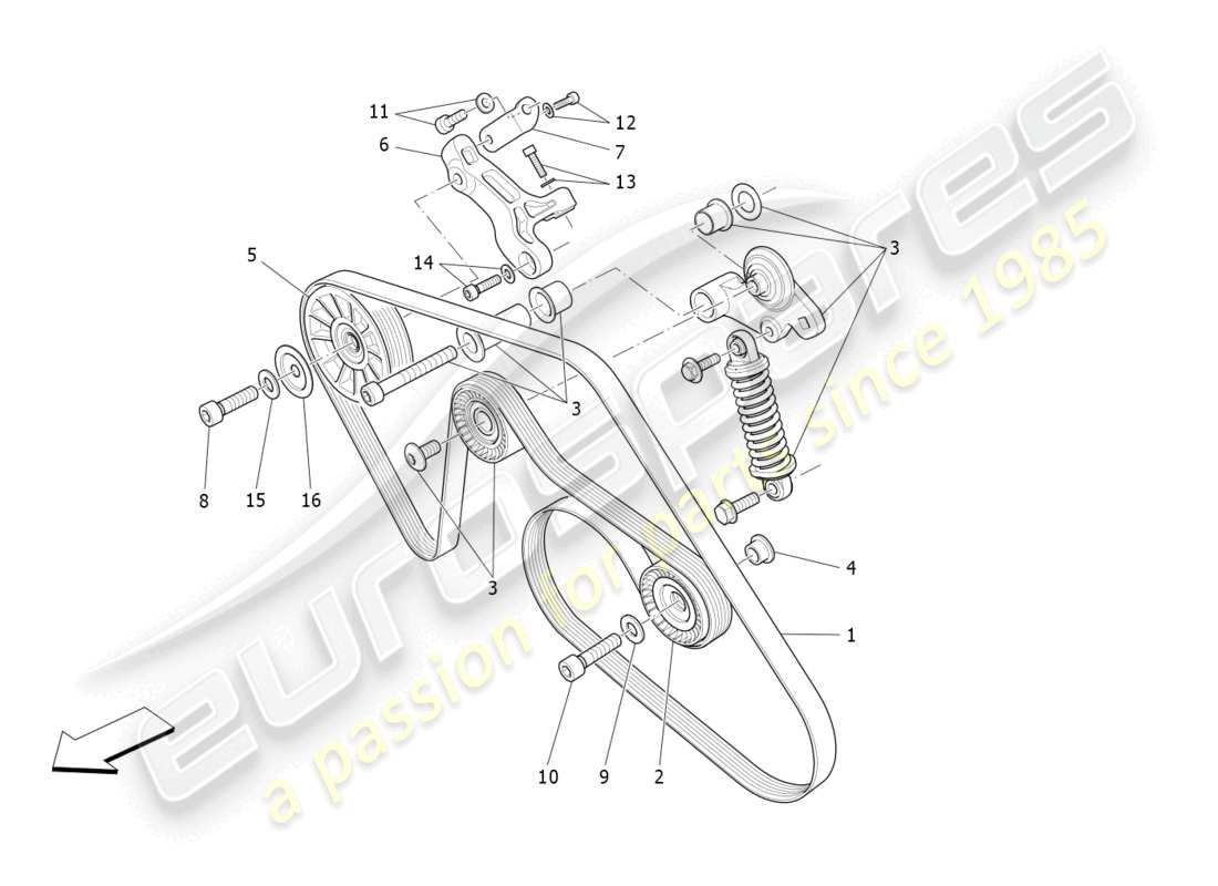 maserati levante trofeo (2020) auxiliary device belts parts diagram