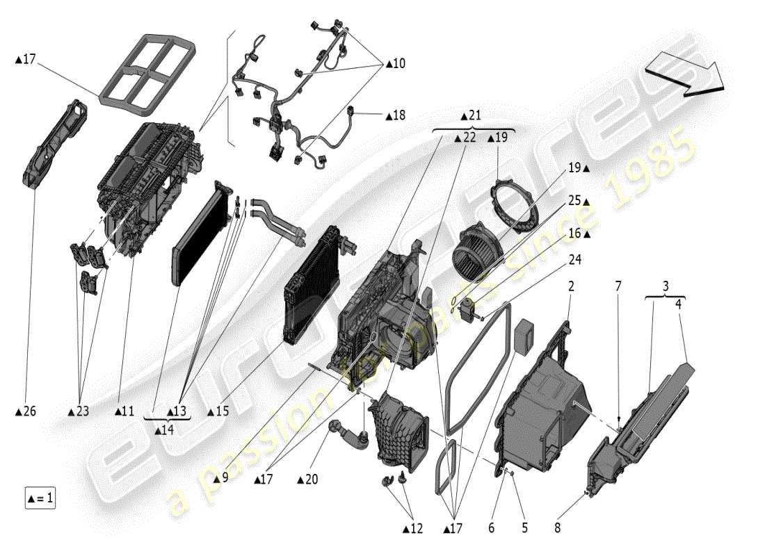 maserati mc20 (2024) a/c unit: dashboard devices parts diagram
