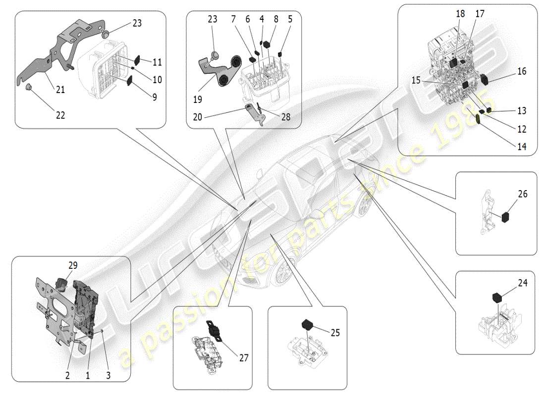 maserati grecale modena (2023) relays, fuses and boxes part diagram
