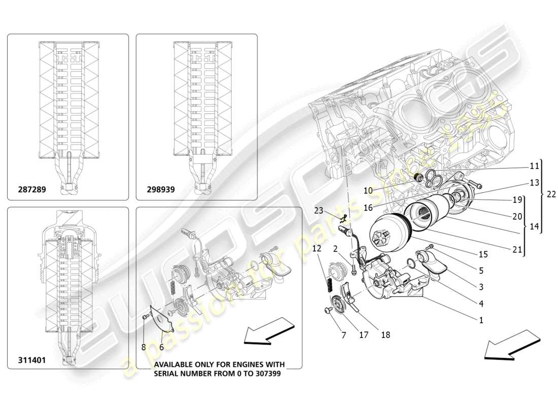 maserati ghibli fragment (2022) lubrication system: pump and filter parts diagram