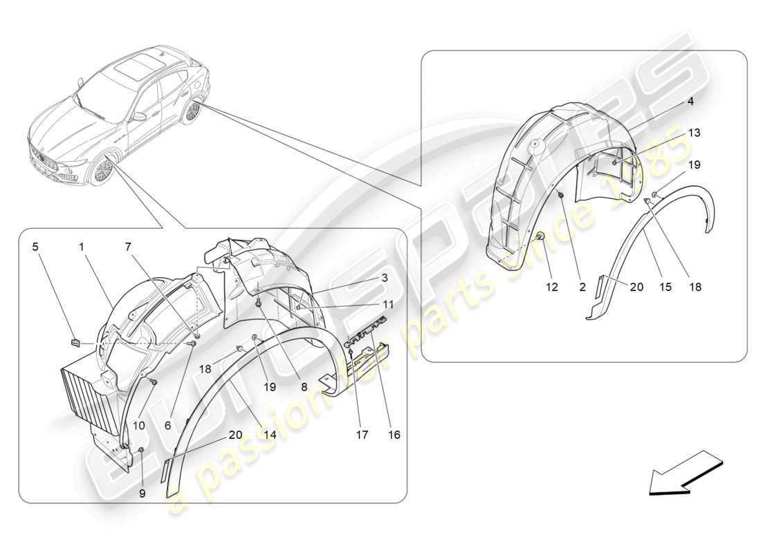 maserati levante trofeo (2020) wheelhouse and lids parts diagram