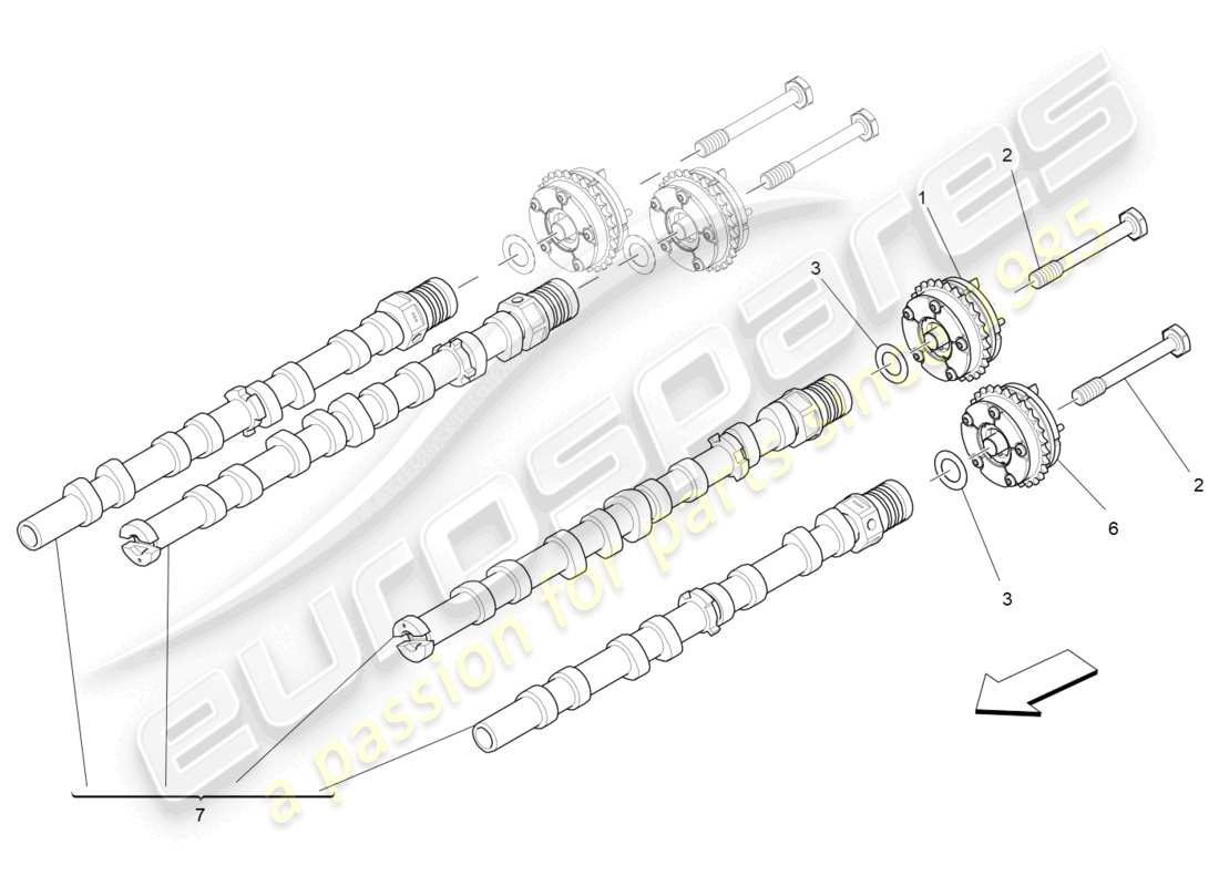 maserati levante trofeo (2020) lh cylinder head camshafts parts diagram