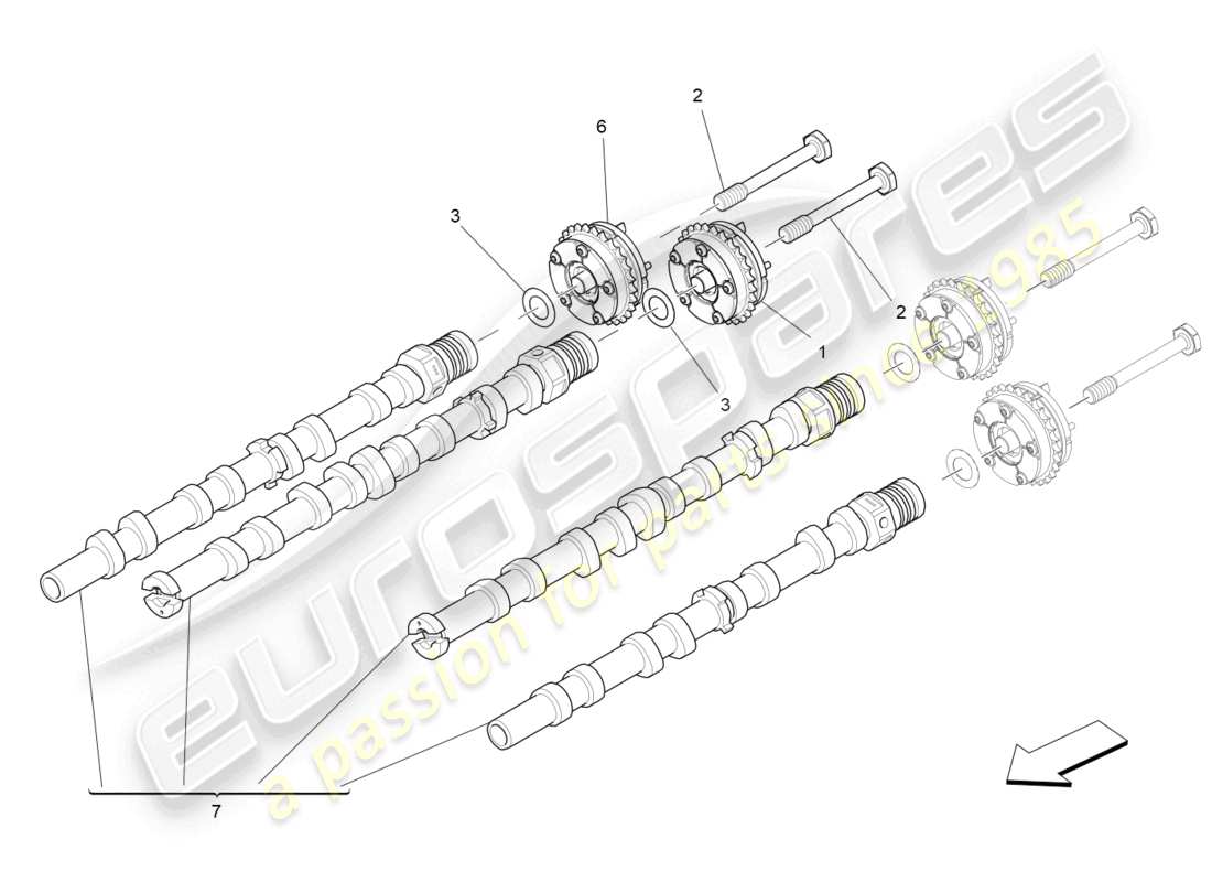 maserati levante trofeo (2020) rh cylinder head camshafts parts diagram