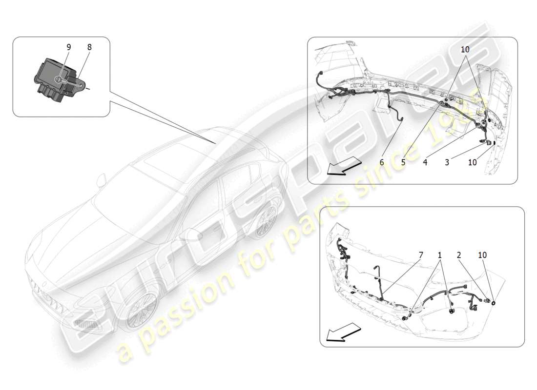 maserati grecale gt (2023) parking sensors part diagram