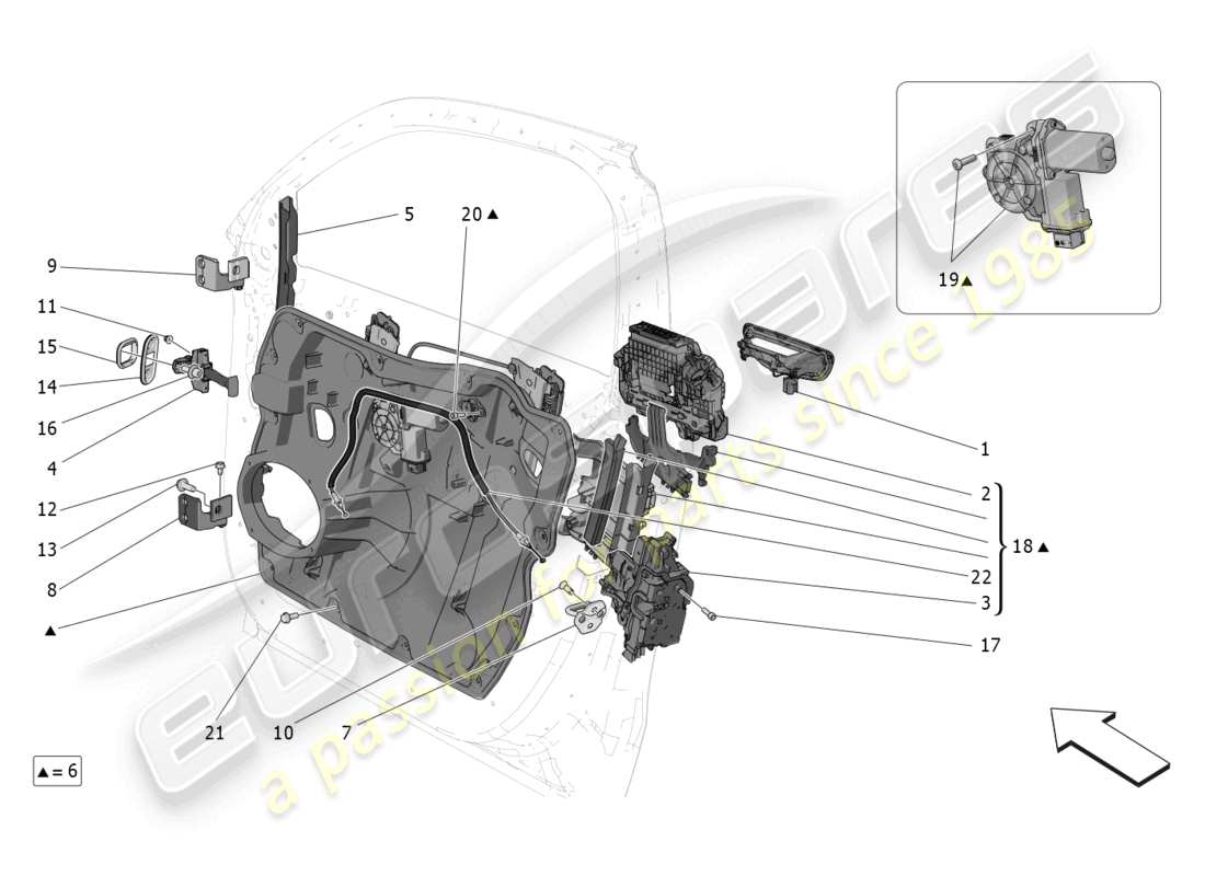 maserati grecale gt (2023) front doors: mechanisms part diagram