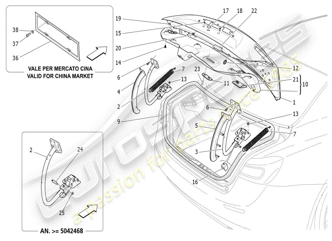maserati ghibli (2021) rear lid part diagram