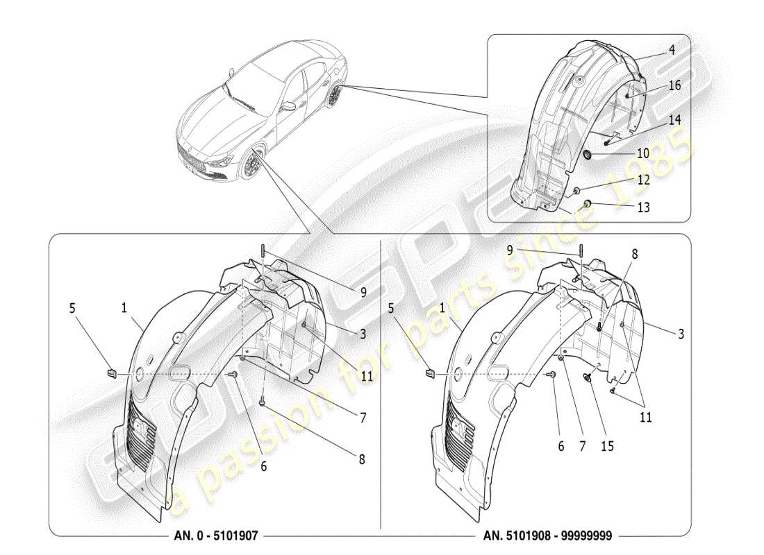 maserati ghibli (2021) wheelhouse and lids part diagram