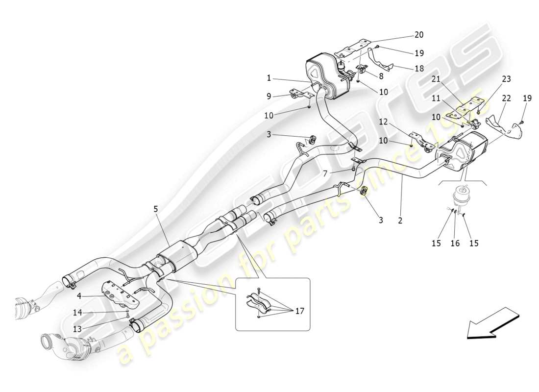 maserati levante modena (2022) silencers part diagram